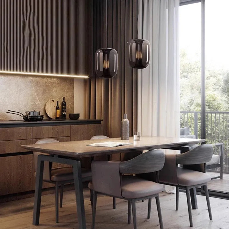 Minimalist glass dome chandelier in transparent, cognac or smoky grey colour