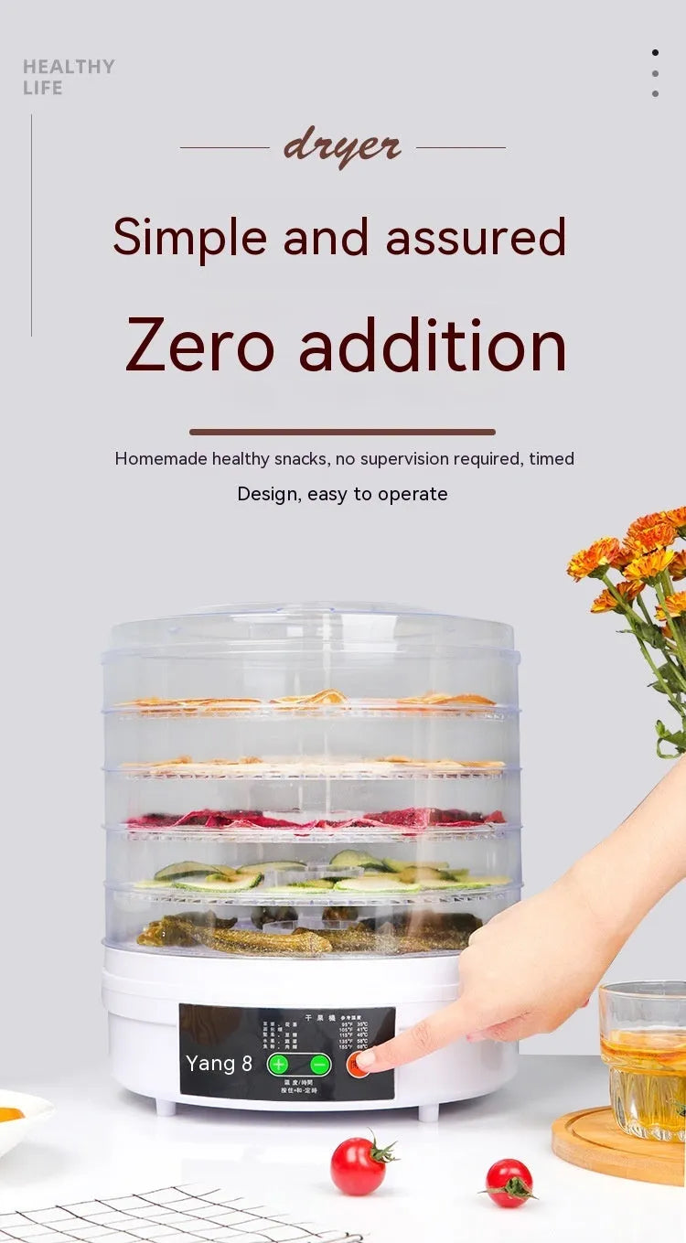 Five-layer household fruit dehydrator with UK plug and removable drying trays
