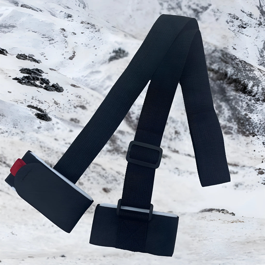 Adjustable hook and loop ski bandage shoulder strap in black colour