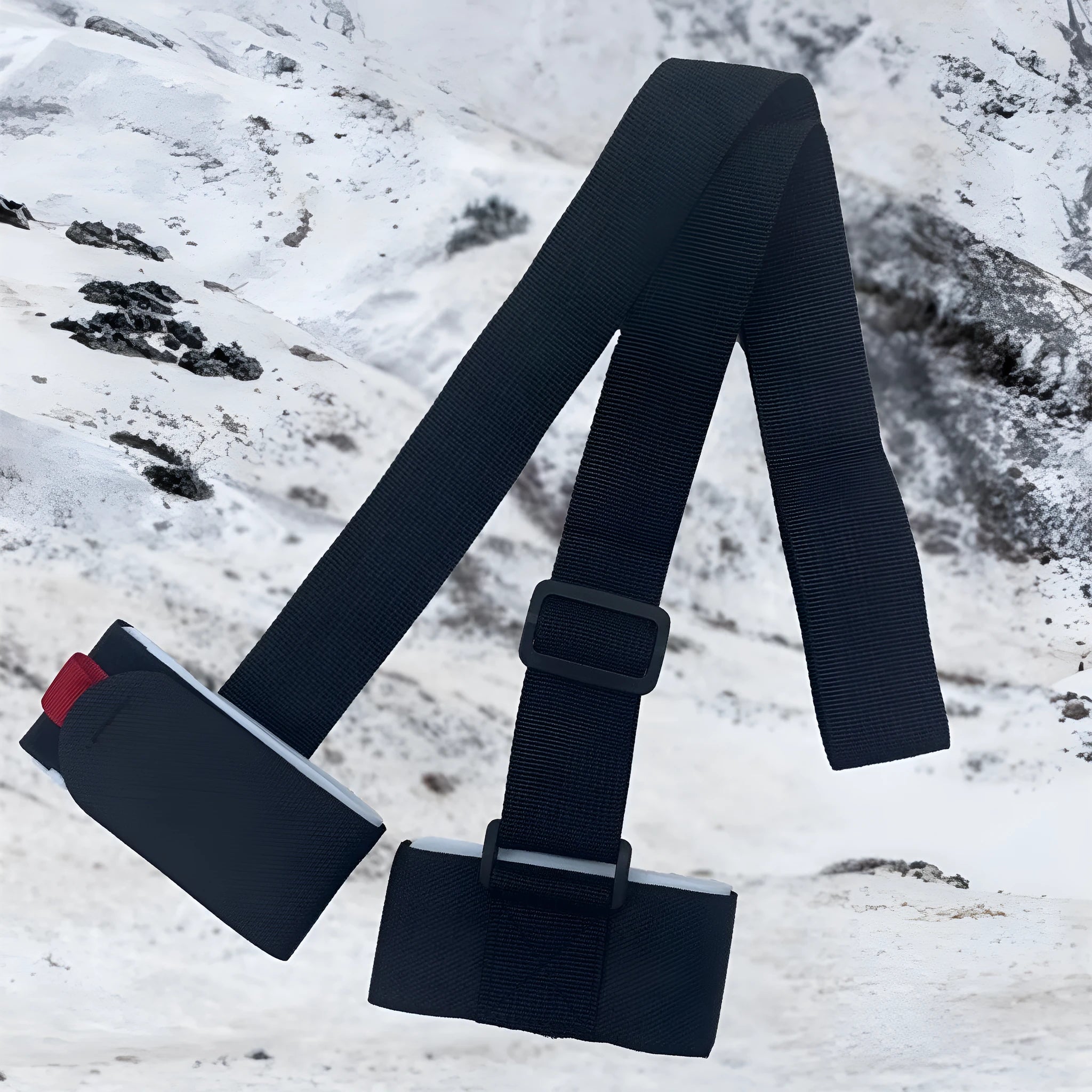 Adjustable hook and loop ski bandage shoulder strap in black colour