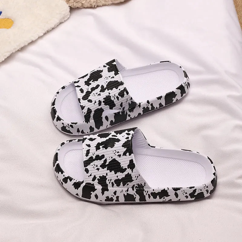 Women's Korean style leopard print slippers with thick EVA sole in multiple animal print colours