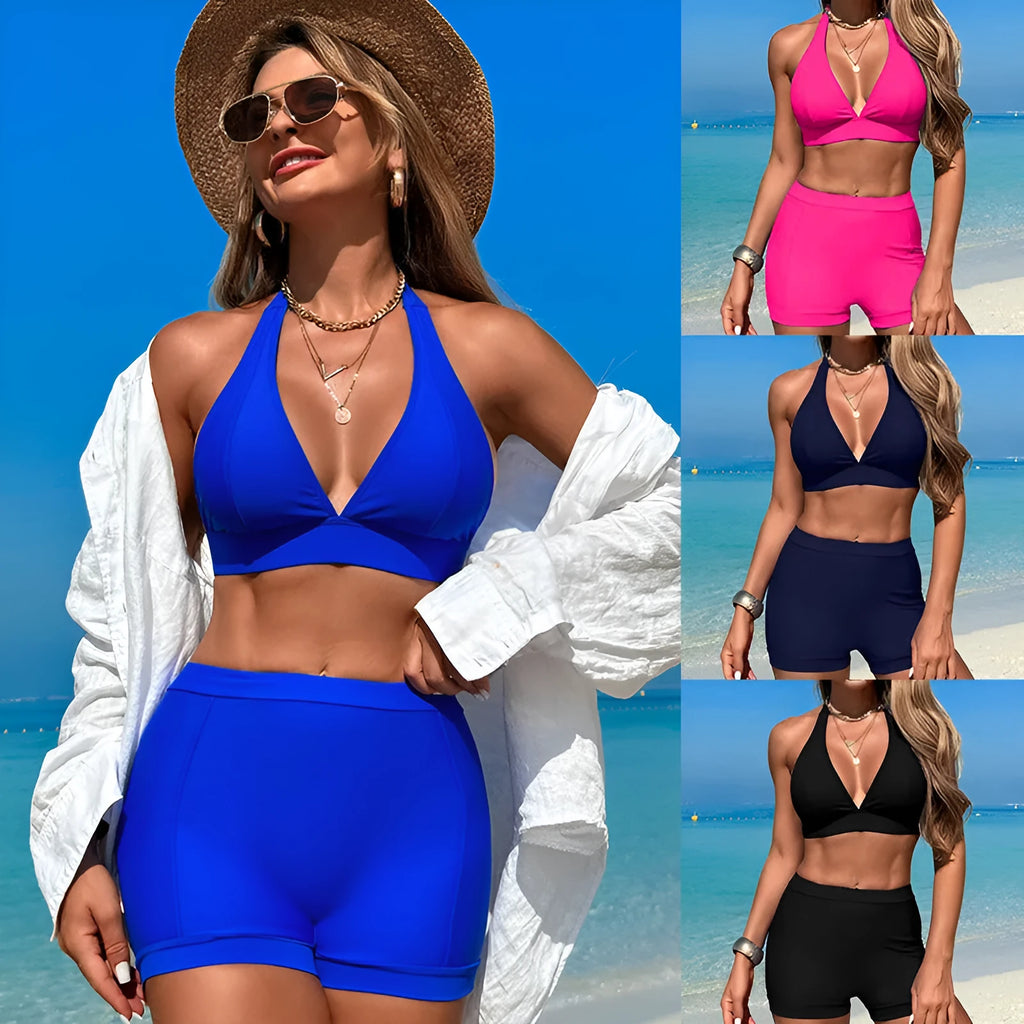 Women's split style bikini swimsuit in nylon fabric for swimming and hot springs