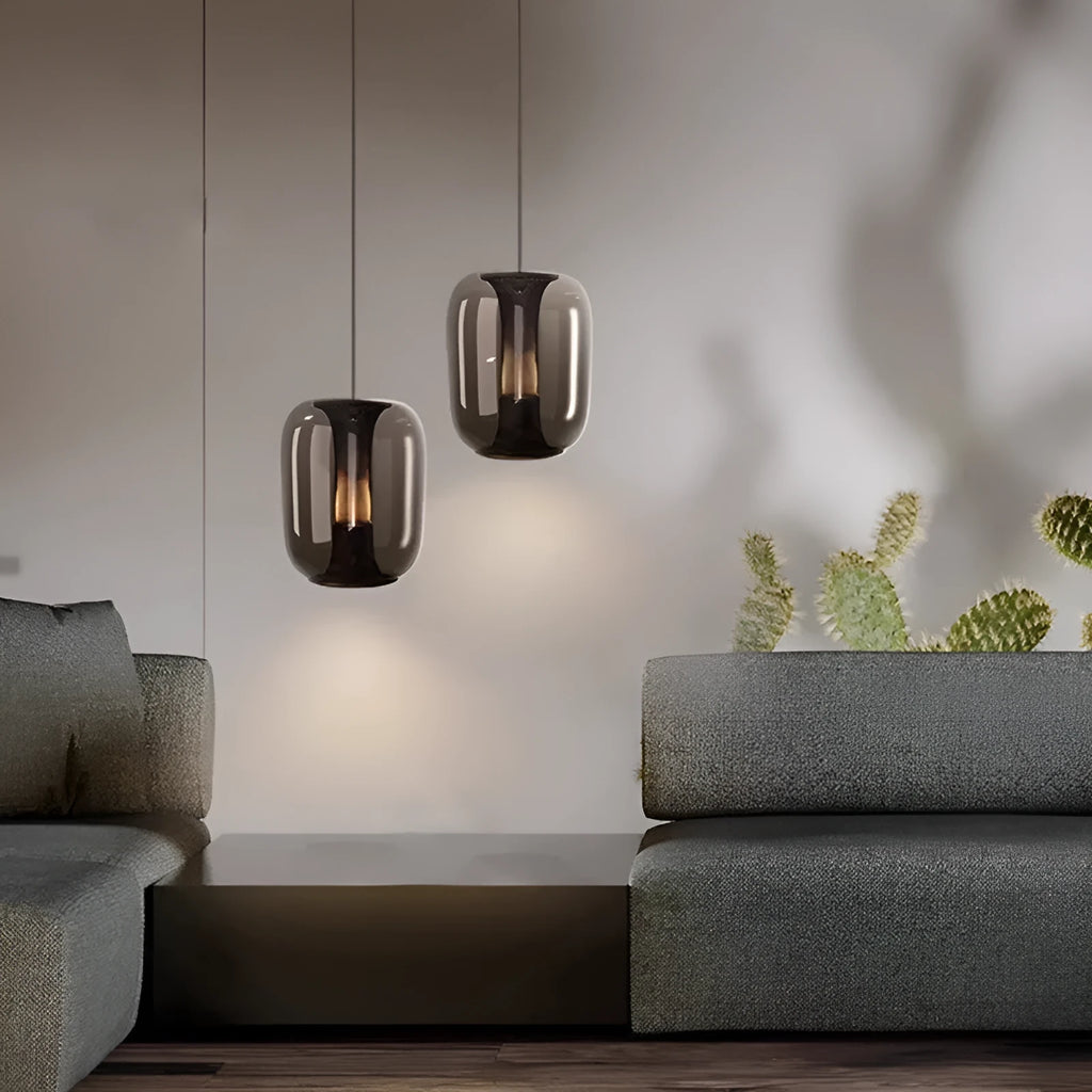 Minimalist glass dome chandelier in transparent, cognac or smoky grey colour