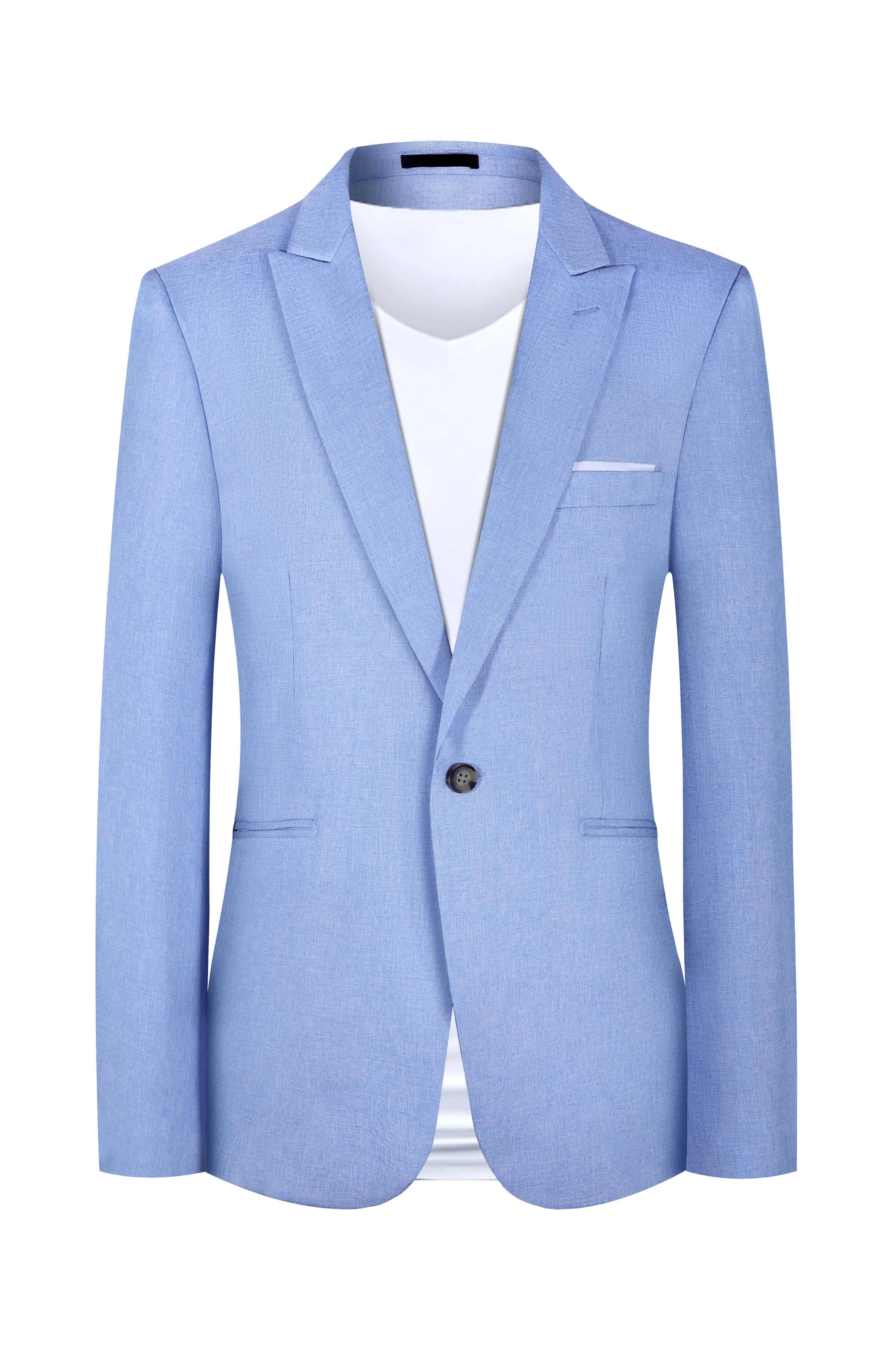 Men's western style casual suit jacket in pink or light blue with Asian sizing options