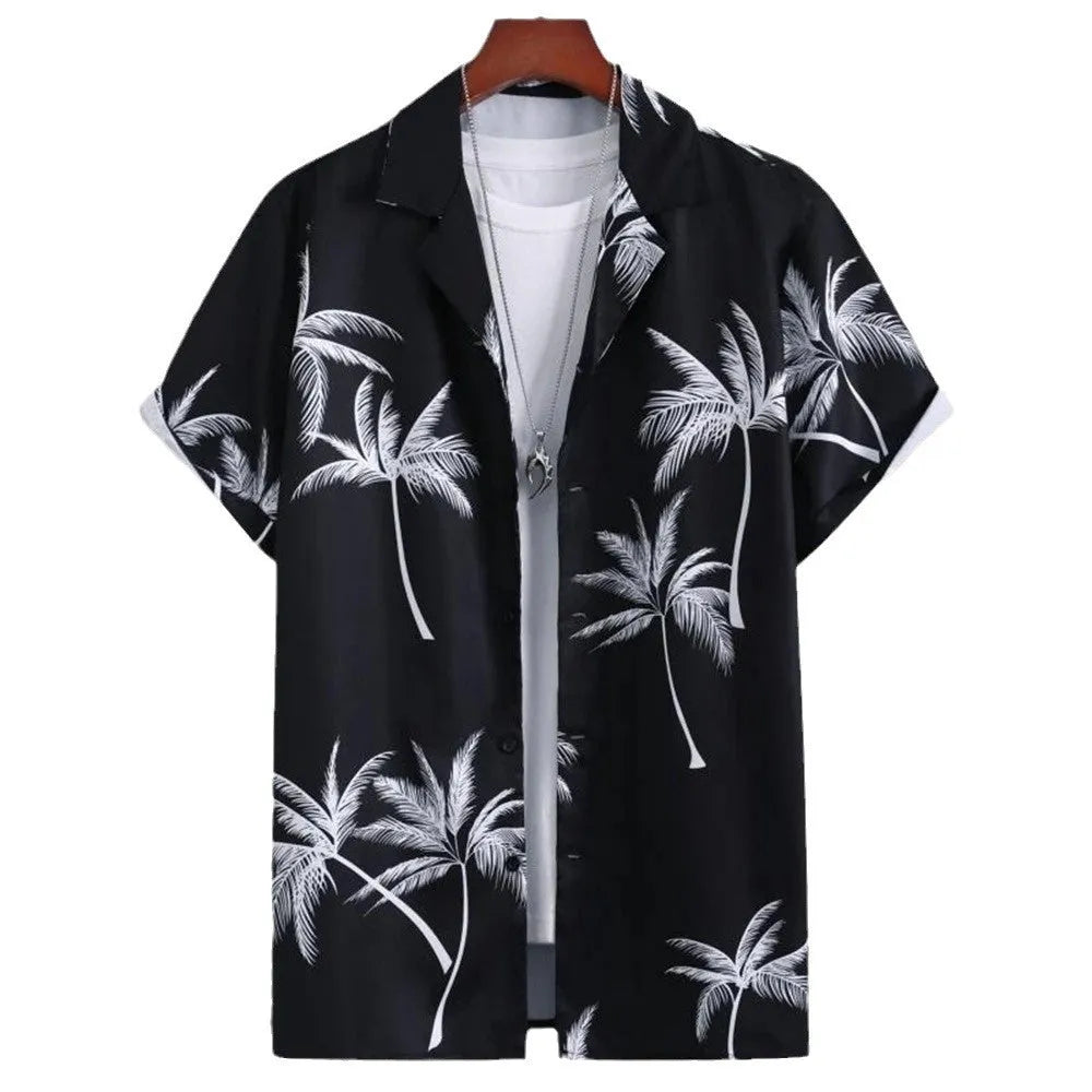 Men's camouflage 3D digital stitching short sleeve shirt with cardigan style in loose fit
