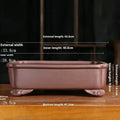 Purple sand rectangular bonsai planter with antique corner cutting design