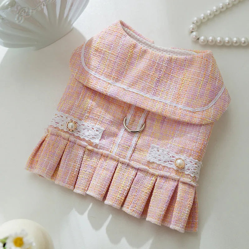 Purple and pink polyester pet clothing for small dogs and cats in S, M, L, XL sizes