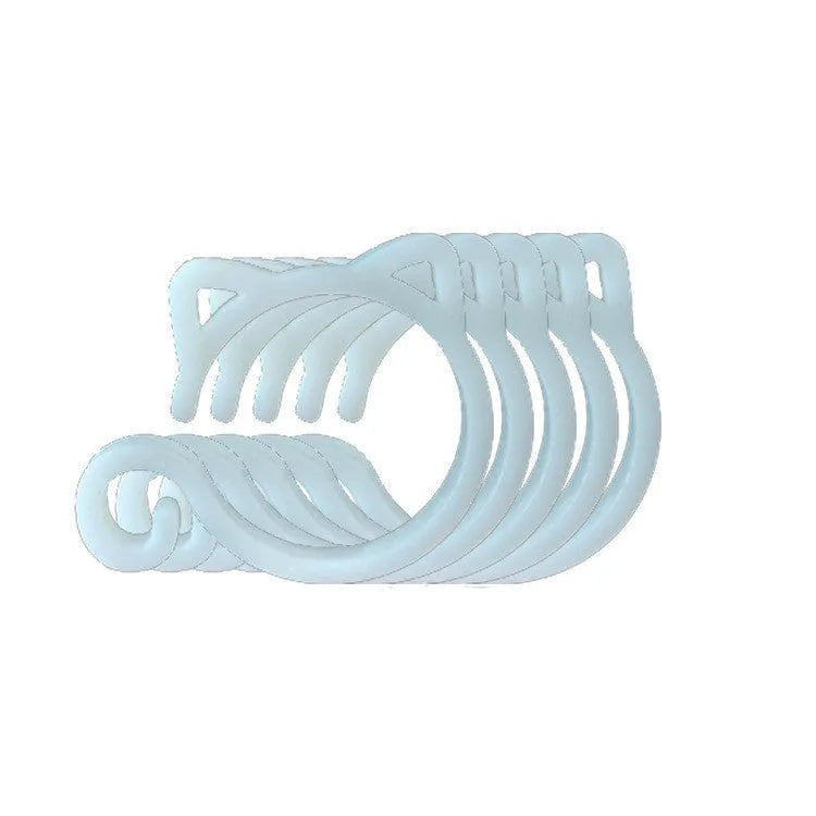 Small cat-shaped plastic plant clip in green, red, white, or yellow for securing vines in the garden.
