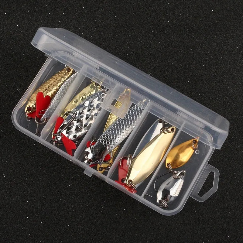 False bait lure pineapple box with metal sequins in gold and silver colours for fishing