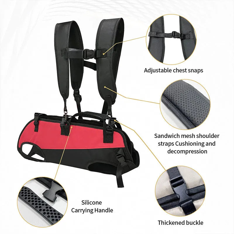 Multifunctional Oxford cloth pet backpack in solid colour with airborne walking stretcher design for outdoor use