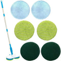 Hand-held wireless electric mop with USB charging, automatic floor wiping, and three interchangeable cleaning pads