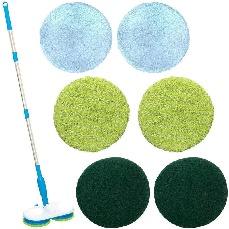 Hand-held wireless electric mop with USB charging, automatic floor wiping, and three interchangeable cleaning pads