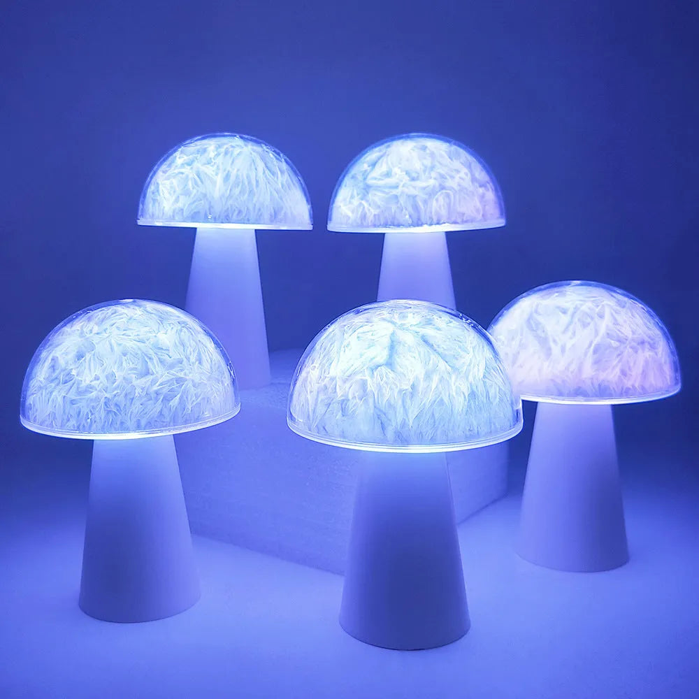 Creative remote control battery mushroom ambience night lamp with RGB colours and 3W light