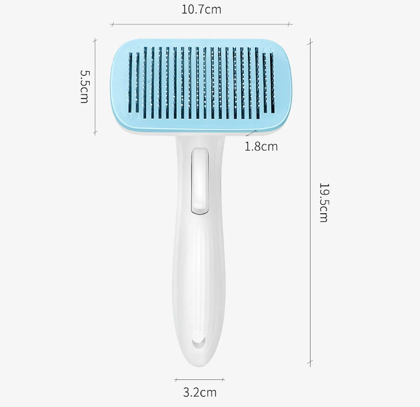 Pet automatic hair removal comb in blue, grey, green, or pink colour options