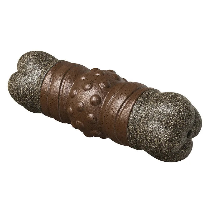 Wood colour plastic dog dental chew rod toy for molar cleaning