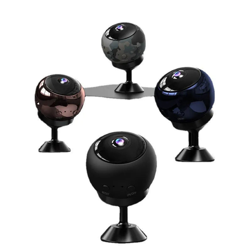 1080p wireless WiFi surveillance camera with ABS plastic housing on a white background.