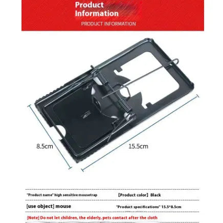 Automatic mouse cage trap in metal and plastic, shown in small, medium, and large sizes for indoor use.