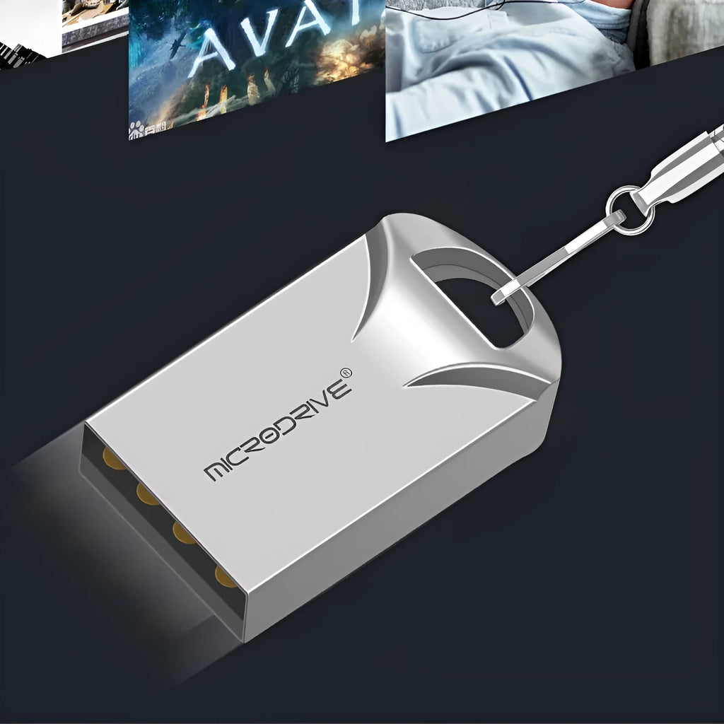 Compact metal USB flash drive in black and silver showing scale with dimensions 23x12x8mm