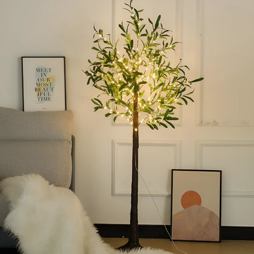 1.8 metre tall simulation olive leaf tree with warm USB-powered LED lights for courtyard decoration