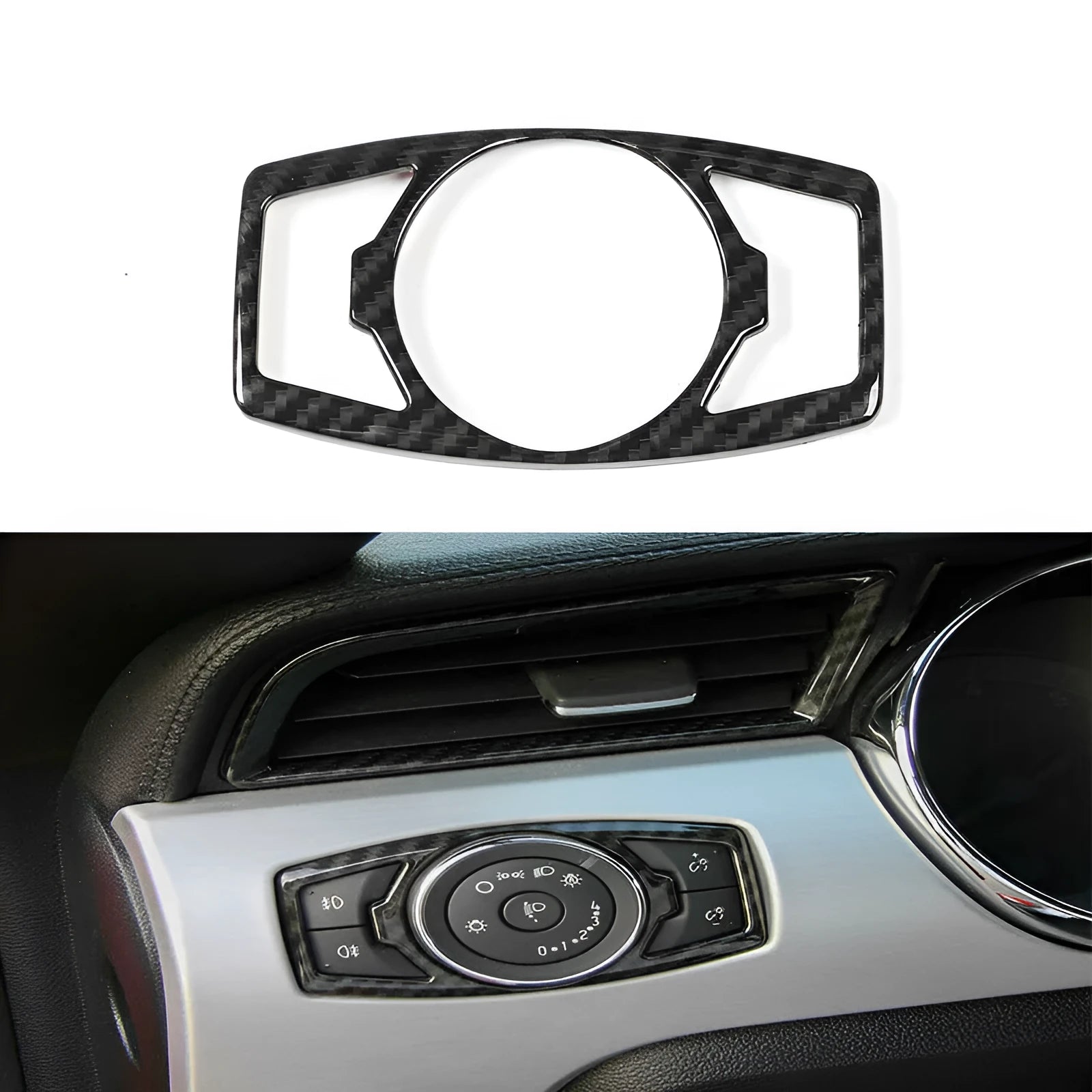 Carbon fibre headlight control panel overlay sticker for 2015-2019 Ford F150 Raptor
