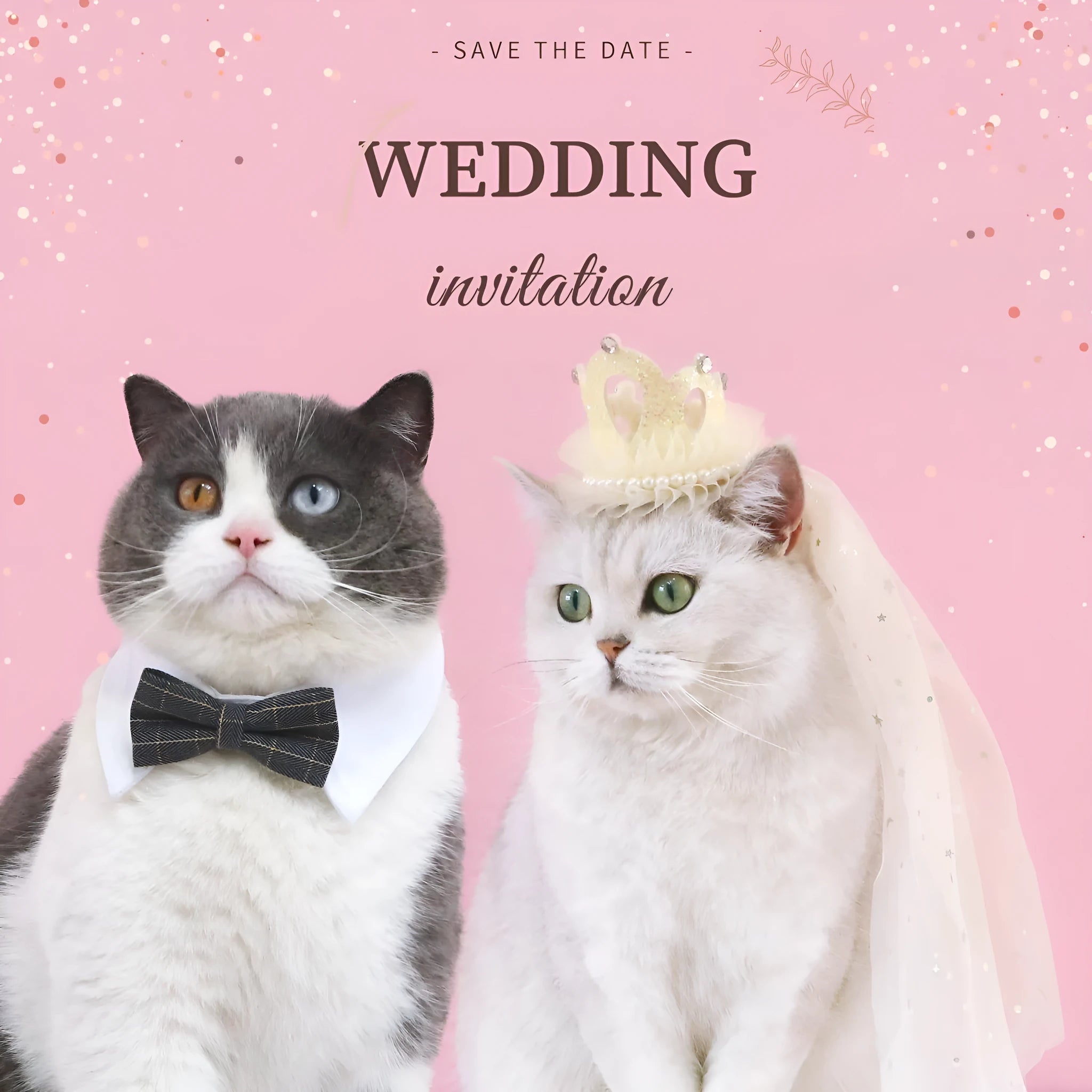 Pet princess crown headdress with beige and pink veil options for cat wedding celebrations