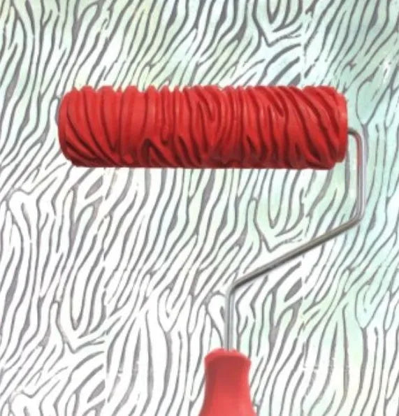 7-inch red texture paint embossing roller for creating relief patterns on walls