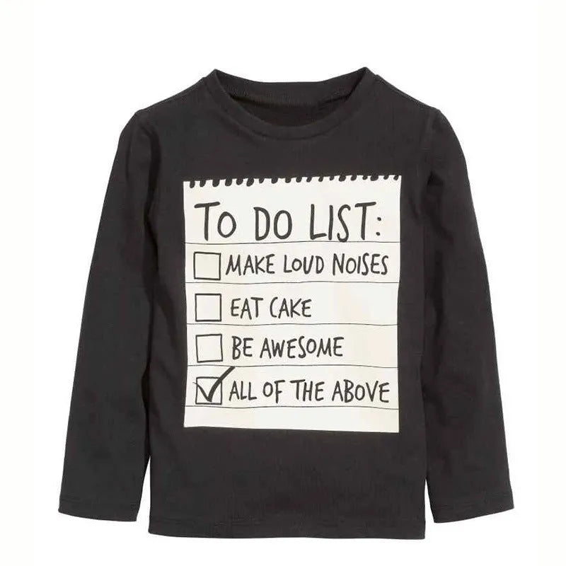 Boys' cotton two-piece clothing set with long sleeves and letter pattern for ages 3-7