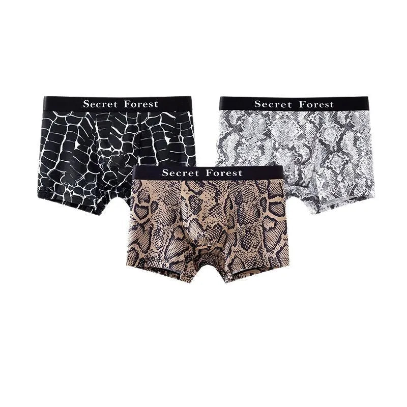 Men's cool thin loose boxer shorts in polyester, breathable, quick-drying, available in black, gray, and brown colours