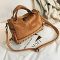 Women's soft PU leather tote shoulder bag with metal zip closure in black, brown, or grey
