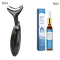 EMS thermal neck massager device with LED lights for skin tightening and wrinkle reduction.