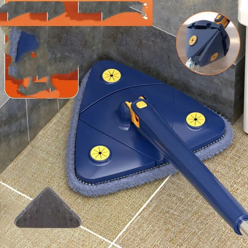 Triangle mop ceiling cleaning gadget in Pearl White with hand twist handle and wiper blade