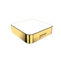 Black and white makeup mirror with magnification and HD mirrors featuring adjustable warm and cold LED lighting