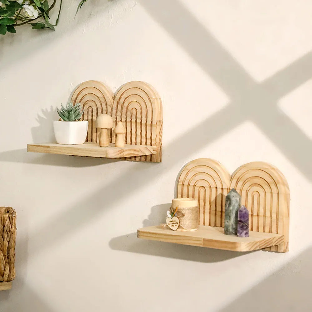 Multi-layer creative solid wood wall flower pot storage rack for home decoration with several tiers