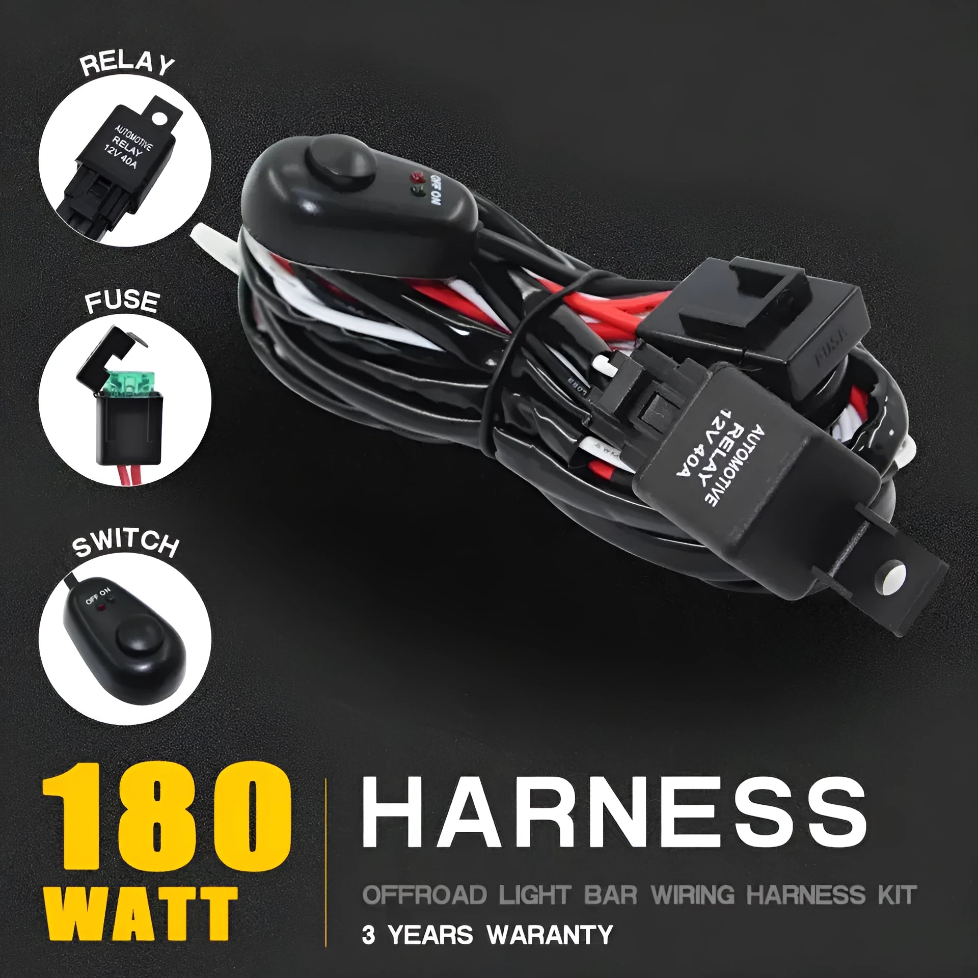One-drag-two 2 metre silicone wiring harness for LED automotive roof work lights