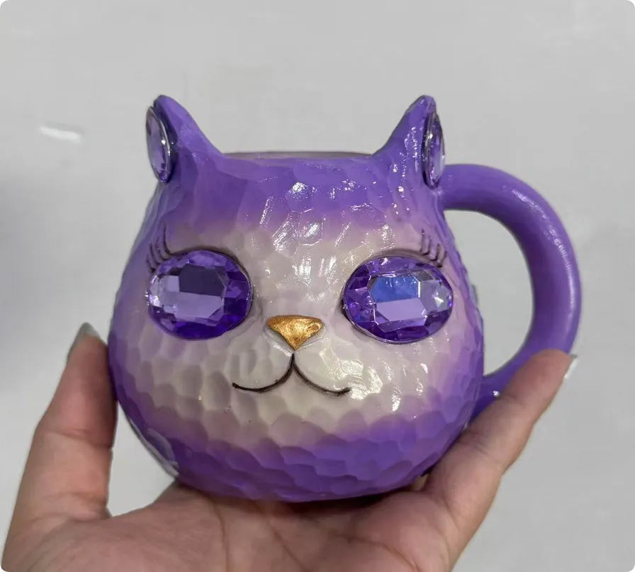 Resin cat cup decorative craft product in American style design with four colour options