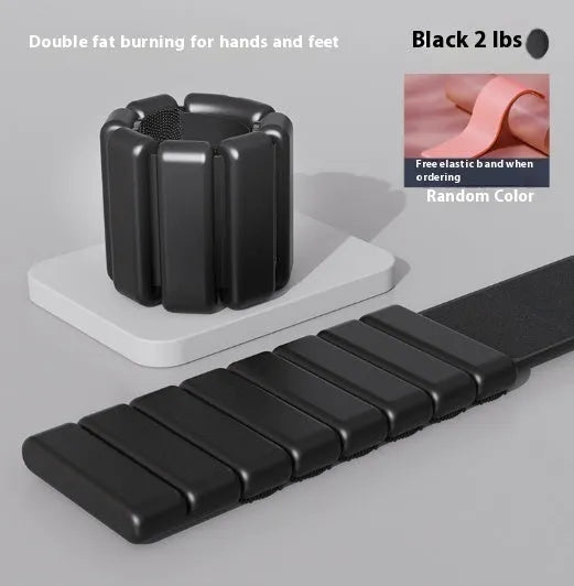 Silicone weight bracelet with Velcro fastening in black, blue, gray or pink with detachable weights