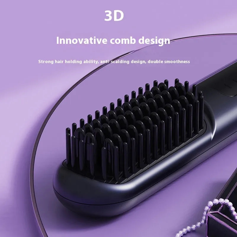 Portable charging negative ion hair straightening comb in blue, grey or white colour