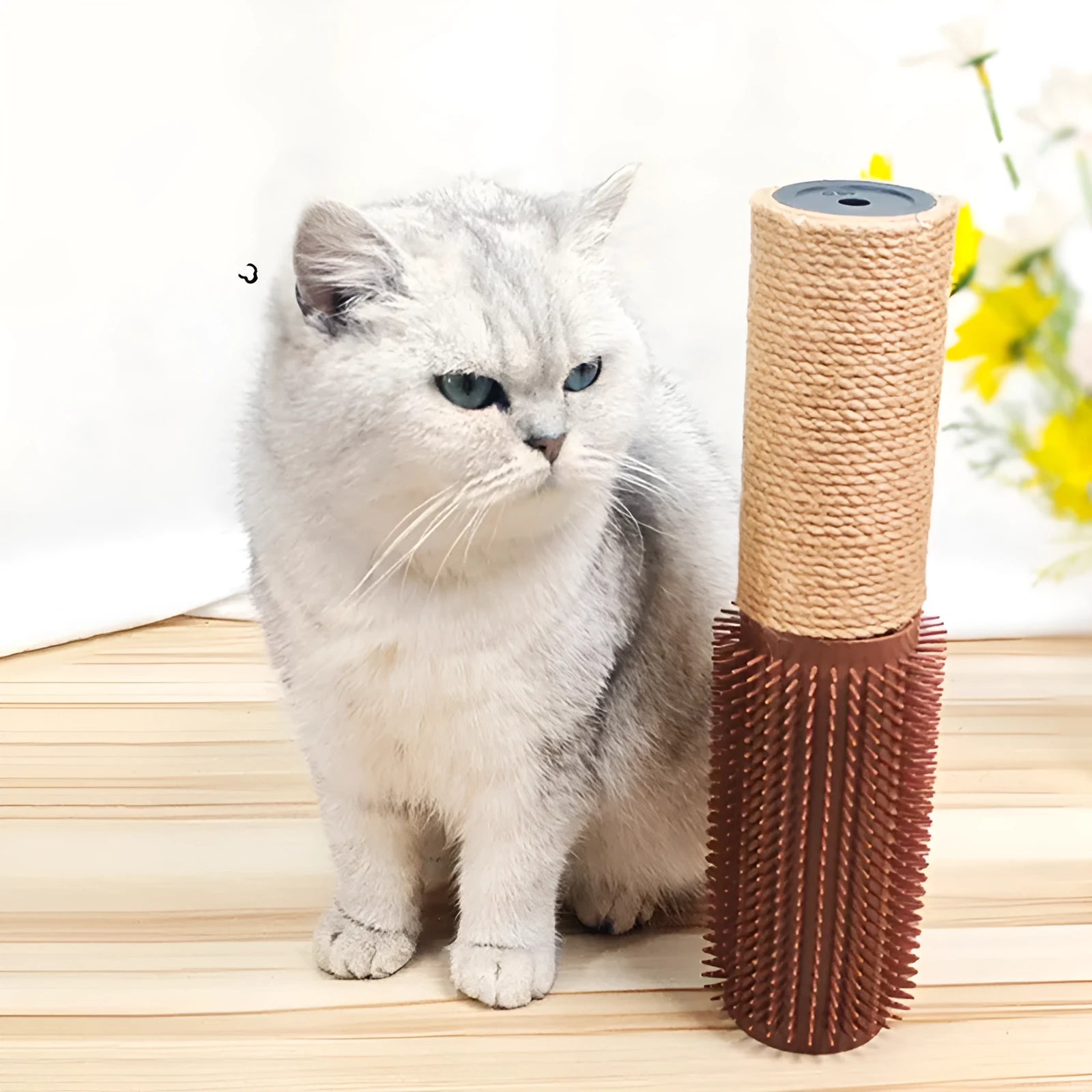 Brown sisal cat scratching post with scratching device measuring 30cm tall