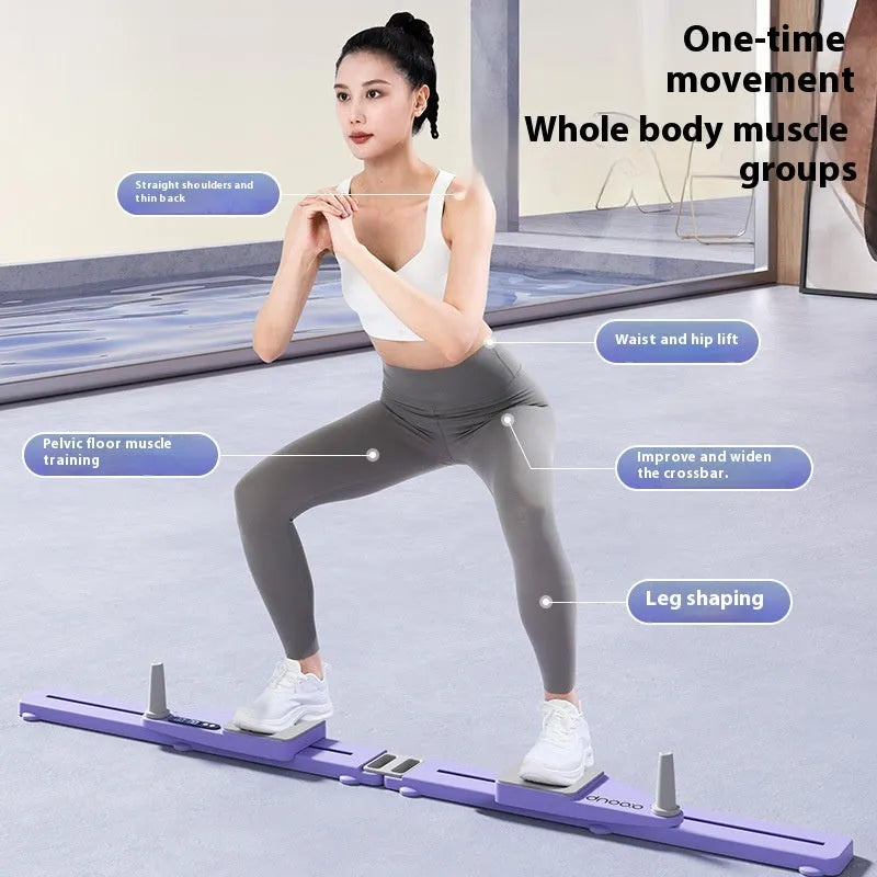 A purple multifunctional split skiing machine trainer, an 85cm long PP supine board for home fitness exercises.