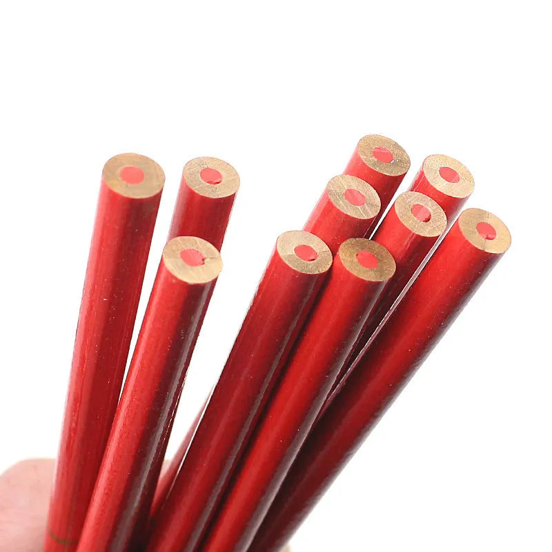 Red and blue two-colour round wooden carpenter's pencil