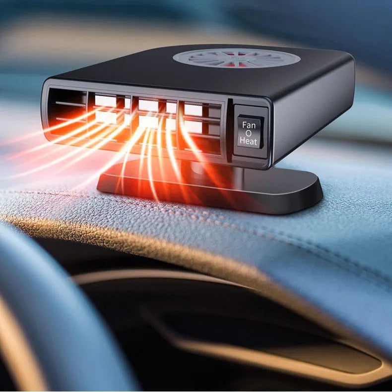 Black vehicle-mounted heater with adjustable vents for car defogging and dehumidifying