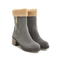 Men's winter snow boots with rubber sole and plush lining in black, gray, green, or orange colours