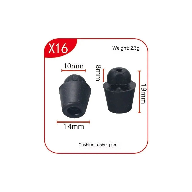 10 rubber automotive damping clips for trunk vibration reduction in X16 colour