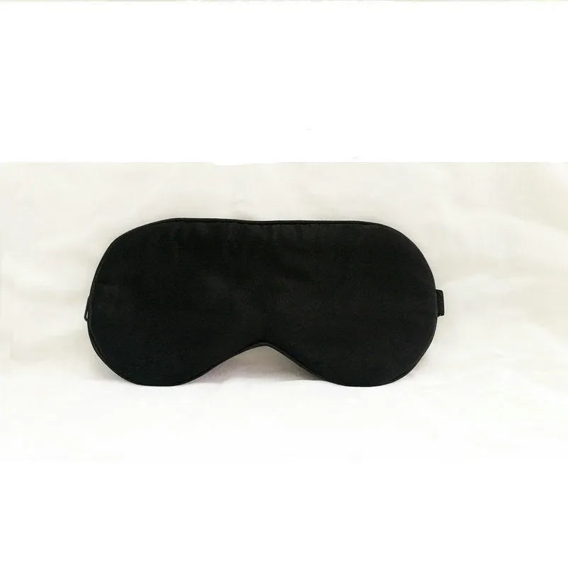 Silk eye mask with ice cube design in black, lightweight for sleep and travel
