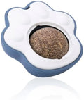 Blue, green, and pink mouse-shaped catnip chew ball toy with edible vine and plush fabric.