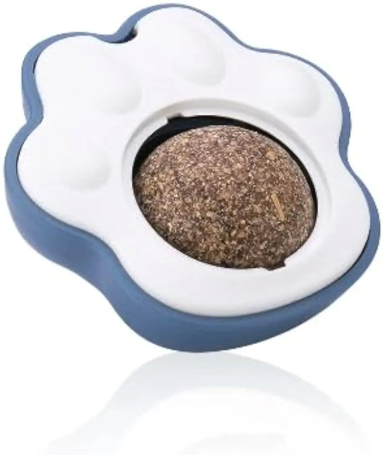 Blue, green, and pink mouse-shaped catnip chew ball toy with edible vine and plush fabric.
