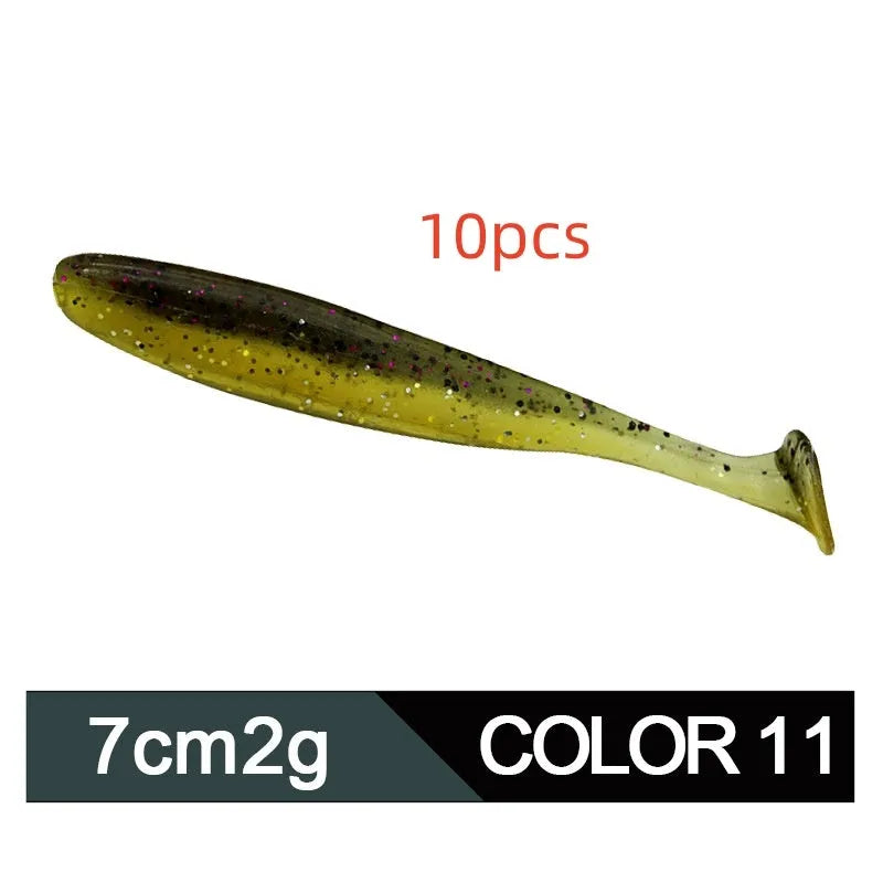 Two-tone soft worm fishing lure measuring 7 cm for Mandarin fish and topmouth culter