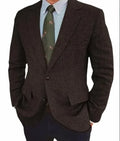 Men's solid colour retro herringbone suit jacket with long sleeves and flax lining in four colours
