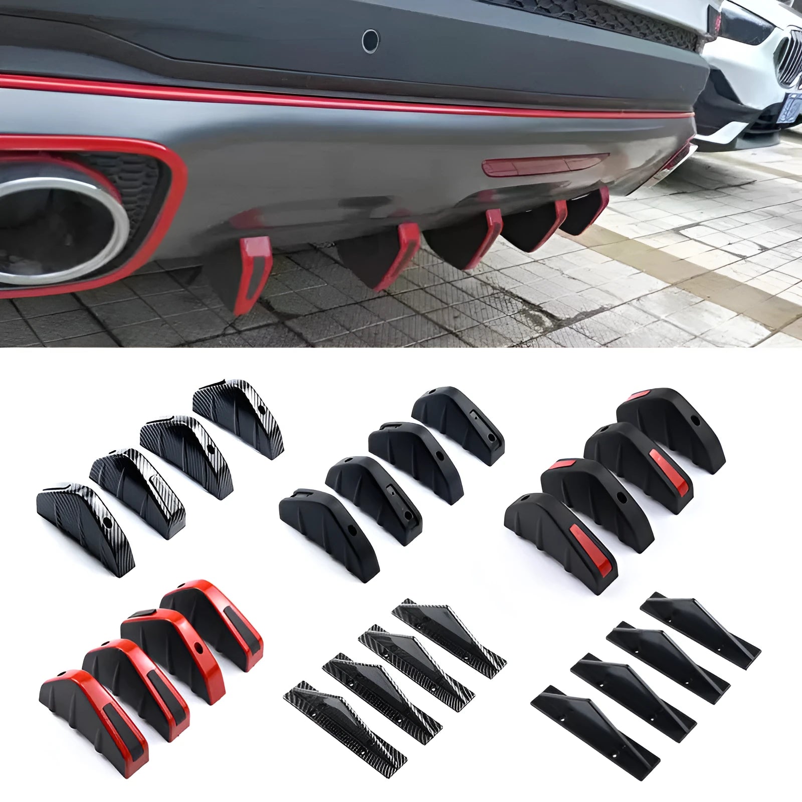 15cm black ABS plastic triangle rear spoiler for cars with mounting hardware