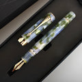 Deep bath green metal ballpoint pen with cap and clip, shown on a neutral background